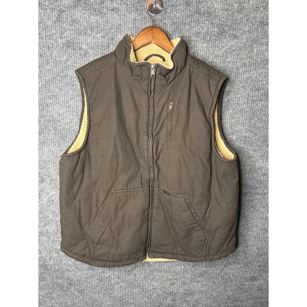 Lee Premium Select Brown Sherpa Lined Canvas Duck Work Vest Men's XL